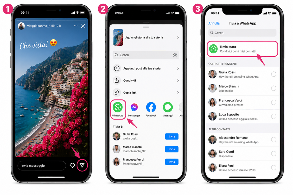 Come condividere una storia Instagram su WhatsApp come stato o tramite chat