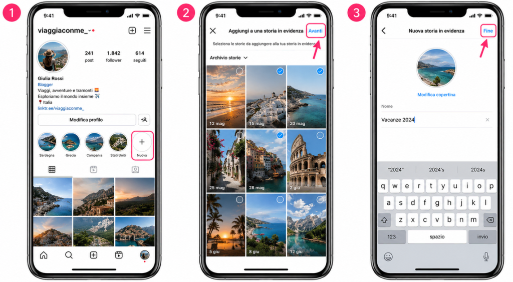 Come creare storie in evidenza su Instagram aggiungendo storie, titolo e raccolta al profilo