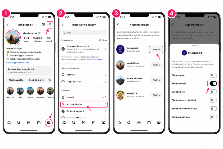Come riattivare le storie Instagram dagli account silenziati nelle impostazioni dell’app