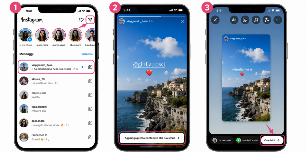 Come ripostare una storia su Instagram in cui sei stato menzionato usando l’opzione Aggiungi alla tua storia